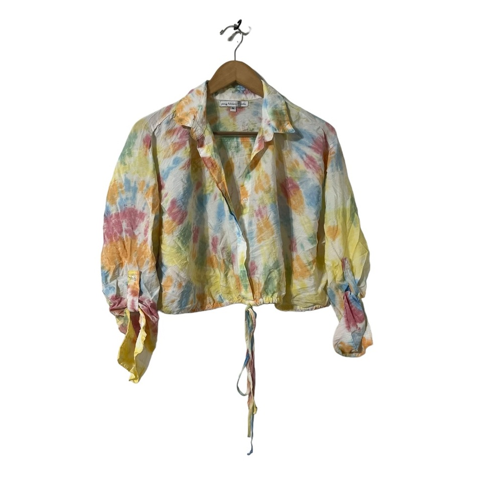Young, Fabulous & Broke Tie Dye Button Down Long Sleeve Shirt Top Blouse - Picture 5 of 7
